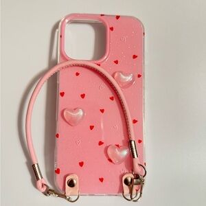 Pink Heart iPhone Case with Strap